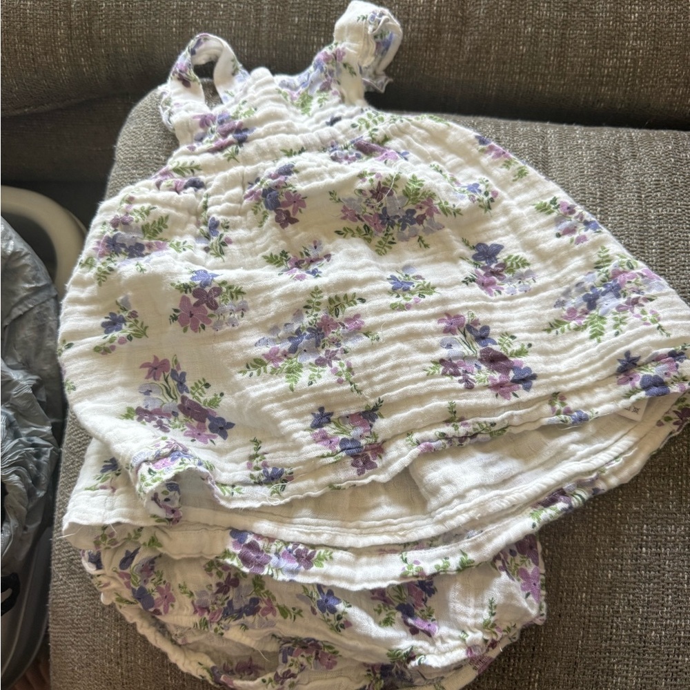 Angel Dear Floral Kids Matching Set - Purple and White